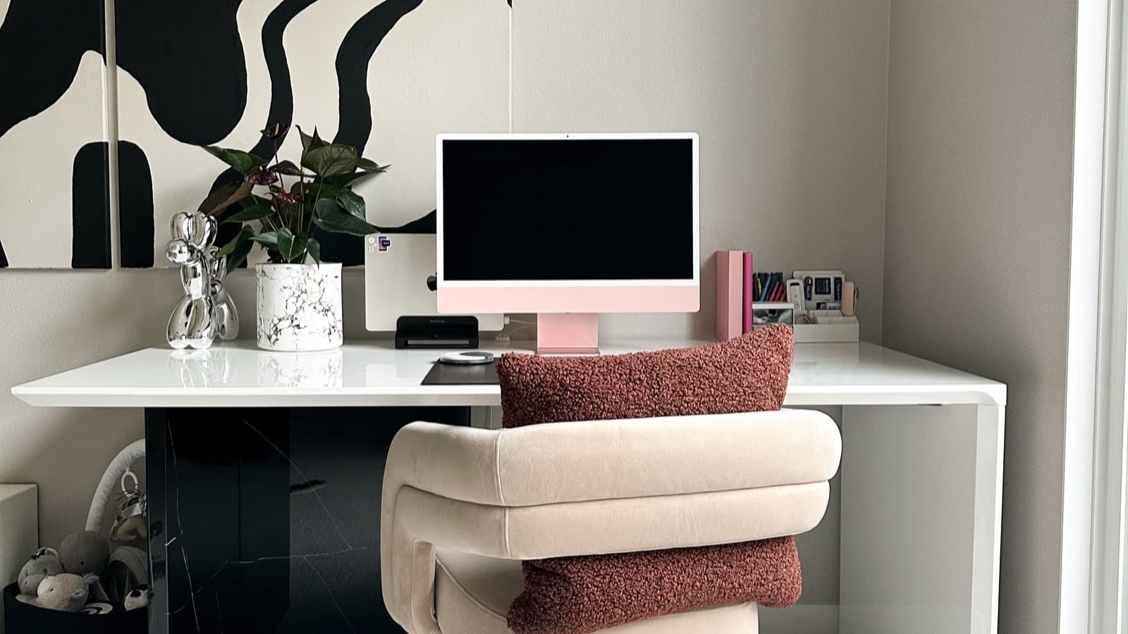A quiet home office desk and chair set up for long editing sessions